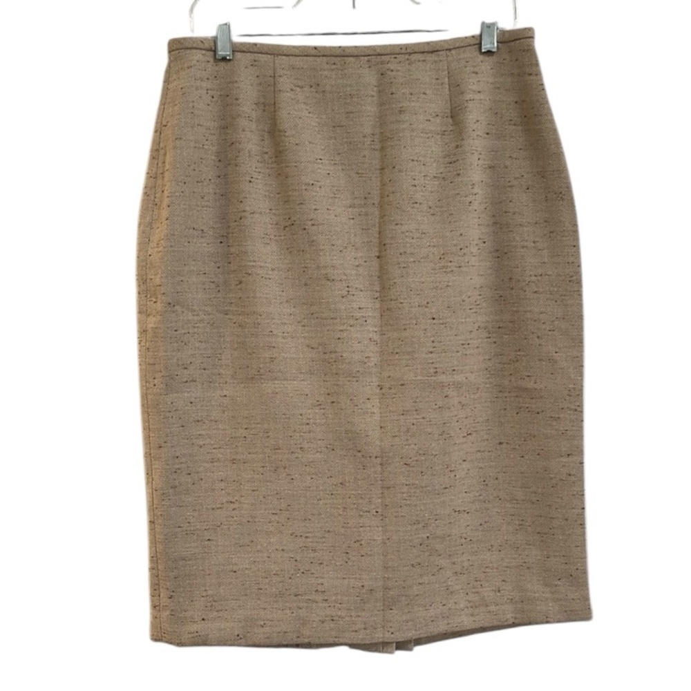 VINTAGE CATO TWEED HERRINGBONE PATTERN MIDI SKIRT TAN SIZE 12 NEW WITH TAGS